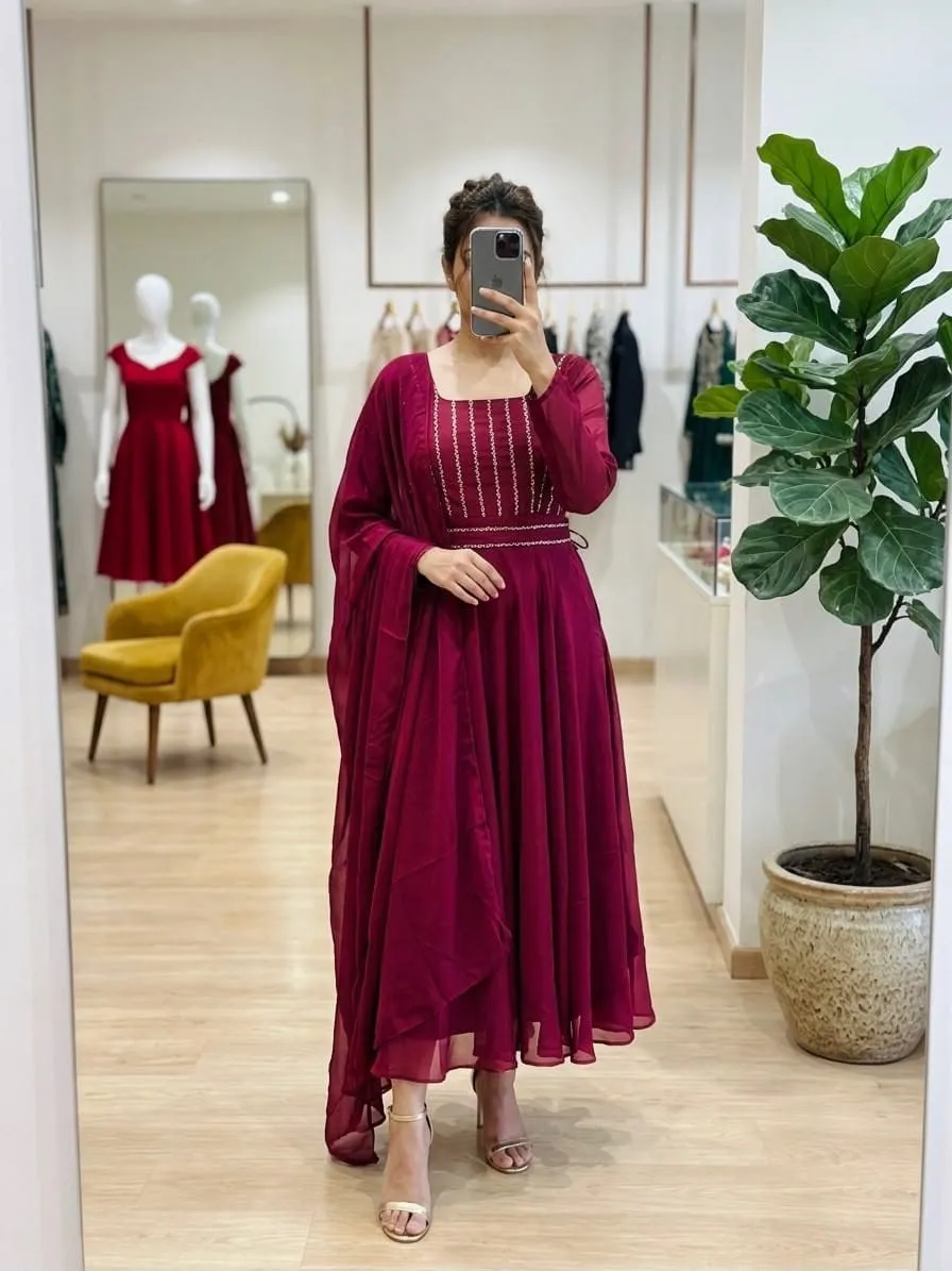 Miyara Sparkling Georgette Saree Style Anarkali Salwar